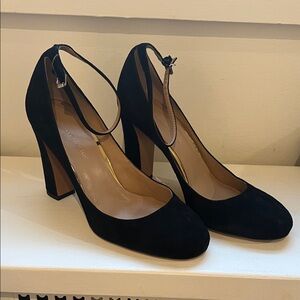 Black Suede Ankle Strap Heels